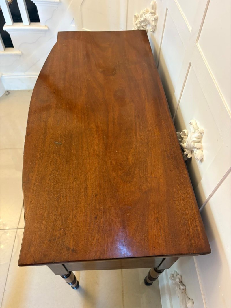 Small Antique George III Quality Figured Mahogany Bow Front Sideboard - Image 9